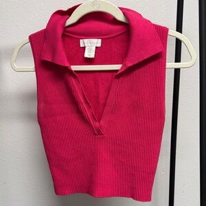 House of Harlow 1960 Fuchsia Collared Top